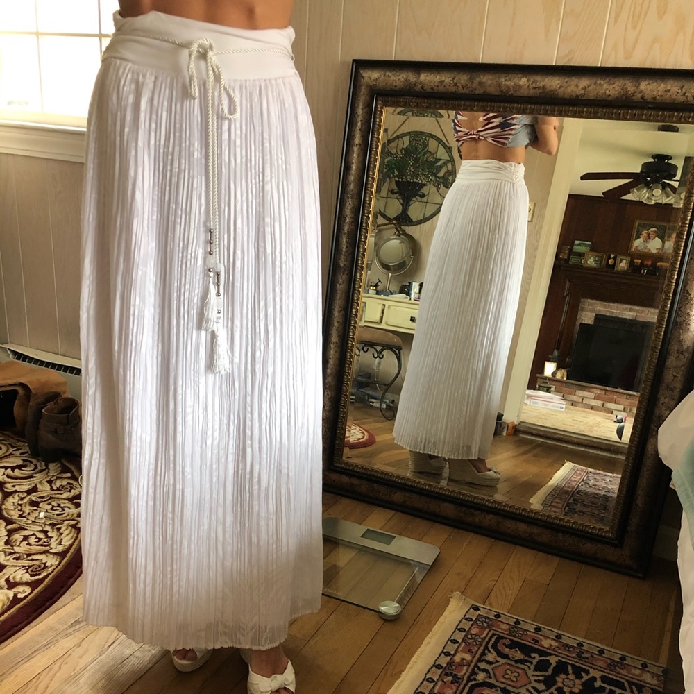 White House Black Market long white skirt